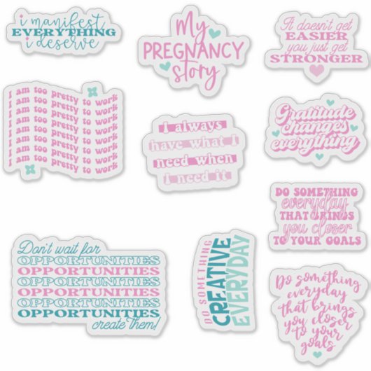 Positive Affirmations Spiegelpack Set von Aufkleber (Vorderseite)