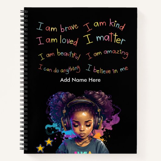 Positive Affirmations von Black Girl Notizblock (Vorderseite)