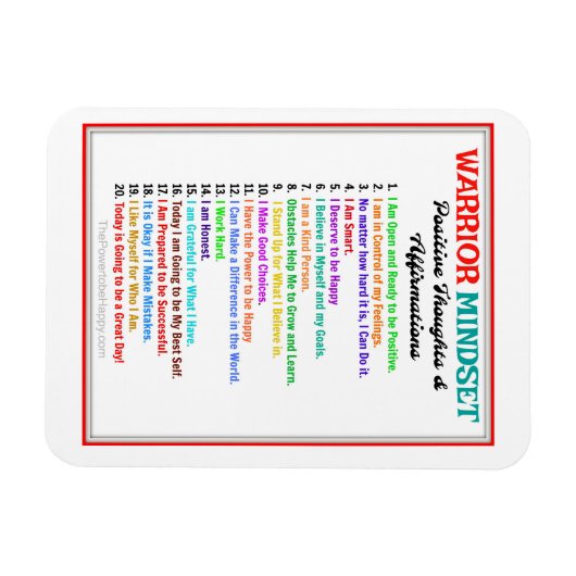 POSITIVE AFFIRMATIONS WARRIOR MINDSET MAGNET (Horizontal)