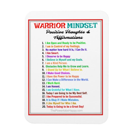 POSITIVE AFFIRMATIONS WARRIOR MINDSET MAGNET (Vertikal)