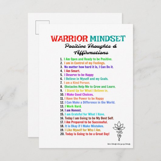 Positive Affirmations Warrior Mindset Postkarten (Vorne/Hinten)