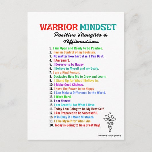 Positive Affirmations Warrior Mindset Postkarten (Vorderseite)
