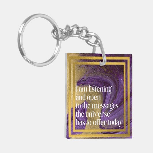 Positive Affirmative Marble Lila/Gold Schlüsselanhänger (Vorderseite links)