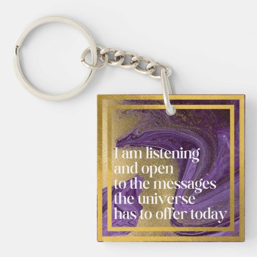 Positive Affirmative Marble Lila/Gold Schlüsselanhänger (Vorderseite)