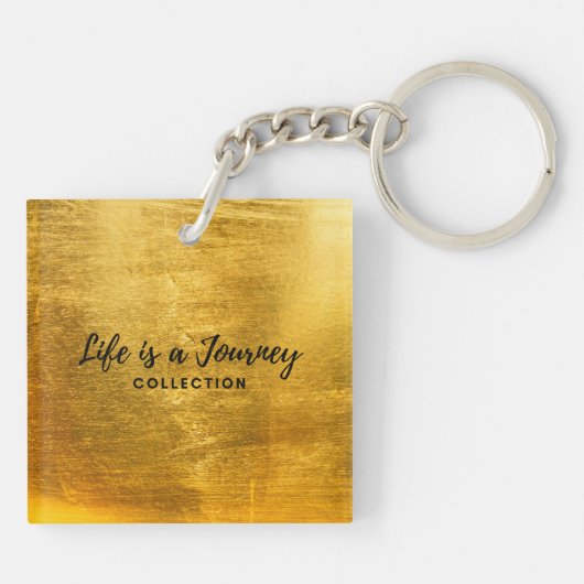 Positive Affirmative Marble Lila/Gold Schlüsselanhänger (Rückseite)