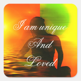 Positive Affirmative Motivation über Selbstwertgef Quadratischer Aufkleber