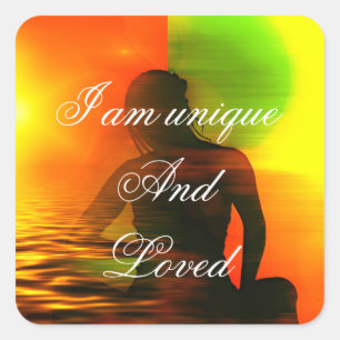 Positive Affirmative Motivation über Selbstwertgef Quadratischer Aufkleber