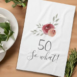 Positive Aquarellfarben-Rose Blütenblüte 50. Gebur Geschirrtuch<br><div class="desc">Positive Aquarellfarben Rose Floral 50. Geburtstag Küchentuch mit Zitat 50 so was. Motivierend und positives Geschenk für eine Frau. Das Design zeichnet sich durch ein positives und lustiges Zitat 50 so, was in modernen Drehbüchern und schönen Aquarellfarben Rose und Zweige. Das Handtuch ist ein tolles Geschenk für eine Frau, die...</div>