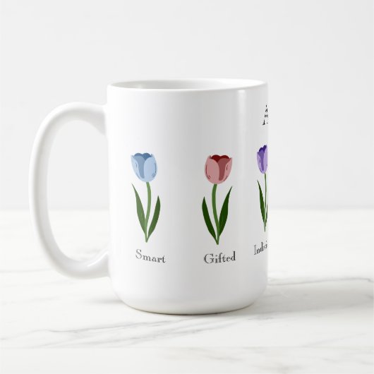 Positive Autismus-Merkmale in Regenbogenfarben Kaffeetasse (Links)