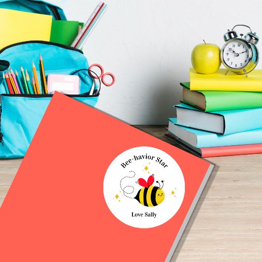 Positive Behavior Sticker, Bee-havior Star Teacher Runder Aufkleber