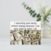 Positive Bejahung - Geldbeschaffung Postkarte (Stehend Vorderseite)