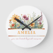 Positive Bejahung Inspiration, Blumenmuster Runde Wanduhr (Vorderseite)