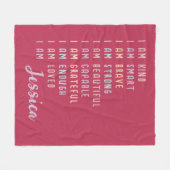 Positive Bejahungen für Frauen Personalisiert rosa Fleecedecke (Vorderseite (Horizontal))