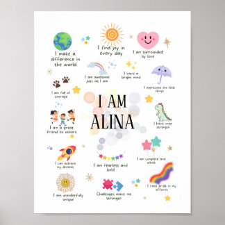 Positive Bejahungen für Kinder, Affirmation Poster