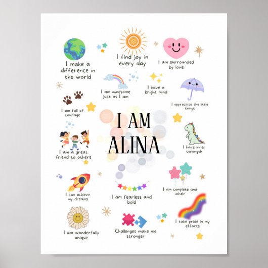 Positive Bejahungen für Kinder, Affirmation Poster (Vorne)