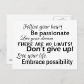 Positive Bejahungen Postkarte (Vorne/Hinten)