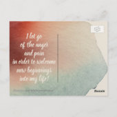 Positive Bekräftigung Lassend Schmerz und Wut Postkarte (Rückseite)