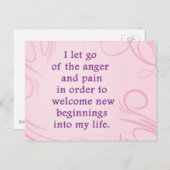 Positive Bekräftigung Lassend Schmerz und Wut Postkarte (Vorne/Hinten)