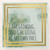 Positive Bestätigung der Aquarellfarbe Grün/Gold Glasuntersetzer (Vorderseite)