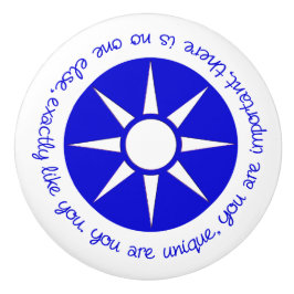 Positive Bestätigung Sie sind einzigartig blau Keramikknauf