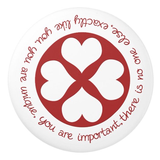 Positive Bestätigung Sie sind einzigartige rote He Keramikknauf (Vorderseite)