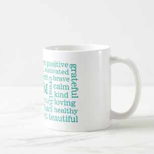 Positive Bestätigungen BIN ICH Aussagen-Aqua Kaffeetasse