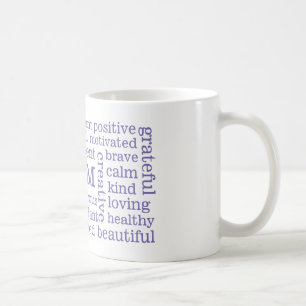Positive Bestätigungen BIN ICH die lila Aussagen Kaffeetasse