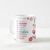 Positive Bestätigungs-Blumenstil Kaffeetasse (Vorderseite Links)