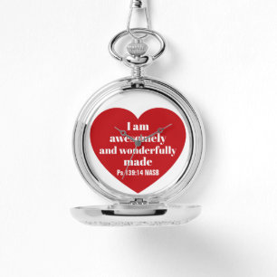 Positive Bibelvers-Affirmation rotes Herz Cute Armbanduhr