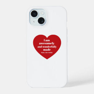 Positive Bibelvers-Affirmation rotes Herz Cute iPhone 15 Hülle