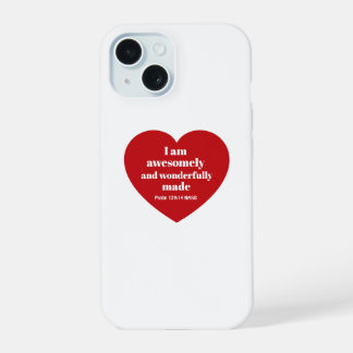 Positive Bibelvers-Affirmation rotes Herz Cute iPhone 15 Hülle