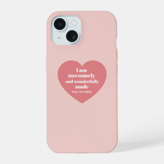 Positive Bibelvers-Bekräftigung Rosa Herz Süß iPhone 15 Hülle