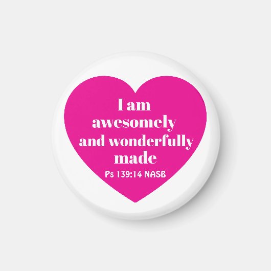 Positive Bible Verse Affirmation Pink Heart Cute Magnet (Vorne)