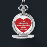 Positive Bible Verse Affirmation Red Heart Cute Armbanduhr<br><div class="desc">This cute watch features a powerful Bible verse from the Book of Psalms in a simple red heart.   It's a nice uplifting gift for Valentine's Day or any other occasion when a positive word is needed.</div>