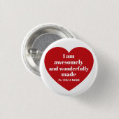 Positive Bible Verse Affirmation Red Heart Cute Button (Vorne & Hinten)