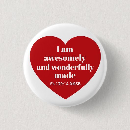 Positive Bible Verse Affirmation Red Heart Cute Button (Vorderseite)