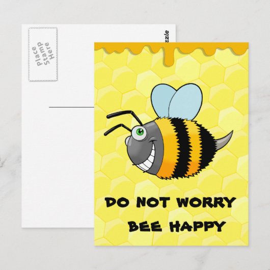 positive Biene Postkarte (Vorne/Hinten)