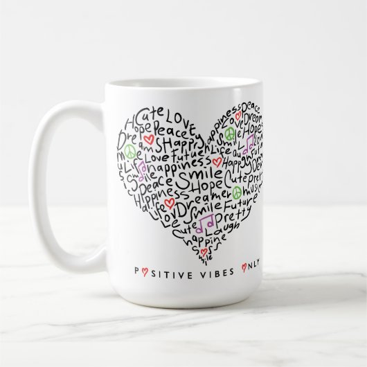 Positive Bilder nur Herzdesign Kaffeetasse (Links)