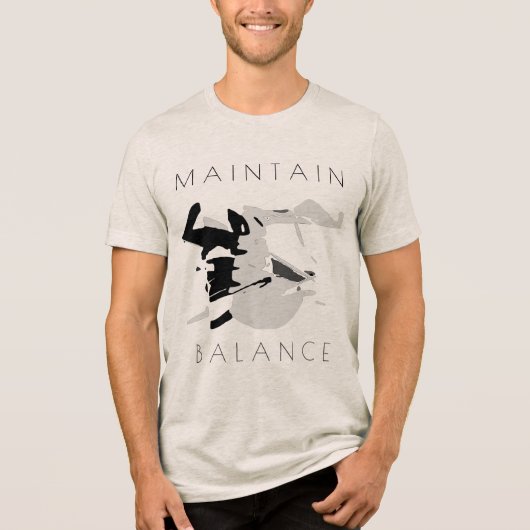 Positive Botschaft "Balance halten" in Grau Schwar Tri-Blend Shirt (Vorderseite)