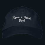 Positive Botschaft: Marinekappe "Haben Sie einen s Bestickte Baseballkappe<br><div class="desc">Diese Baumwollkappe ist mit der positiven und aufregenden Botschaft "Einen schönen Tag!" bestickt, die in elegantem Schriftzeichen bestickt ist. Er ist mit einem verstellbaren Gurt ausgelegt und bietet eine komfortable Passform für alle Größen. Diese aus robuster Baumwolle gefertigte Kappe verbindet Stil und Motivation und ist somit das perfekte Zubehör, um...</div>