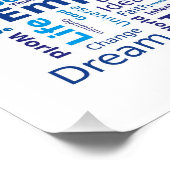 Positive-Denk-Wortwolke - Blau Poster (Ecke)
