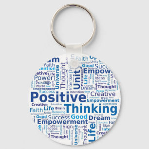 Positive denkende Wort-Wolke - blaue Farben Schlüsselanhänger