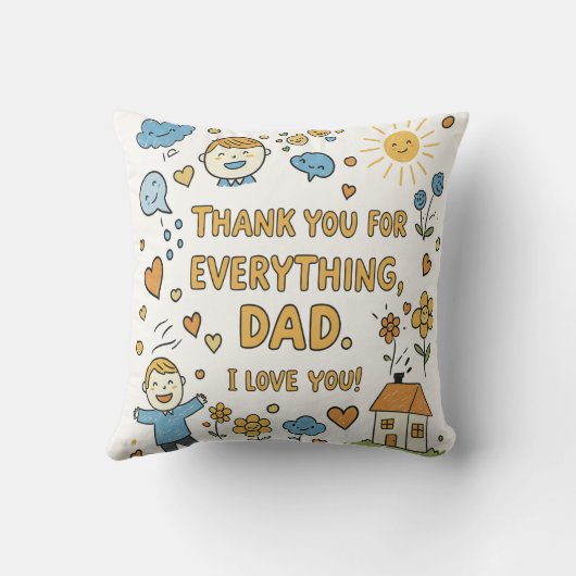 Positive Doodle-Meldung für Vater Kissen (Rückseite)