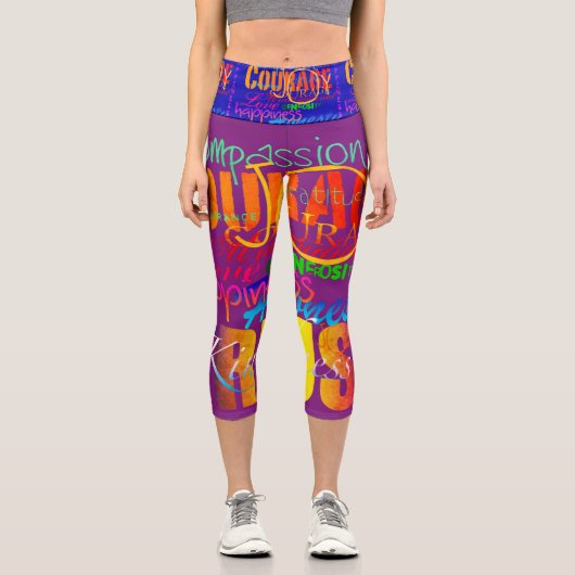 Positive Eigenschaften Wählen Sie Farbhintergrund Capri Leggings (Vorderseite)