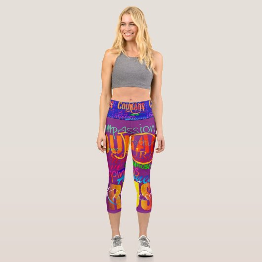 Positive Eigenschaften Wählen Sie Farbhintergrund Capri Leggings (Vorderseite)