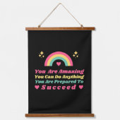 Positive Einstellung inspirierende Vibes Zitate Wandteppich Mit Holzrahmen (Vorderseite)