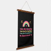 Positive Einstellung inspirierende Vibes Zitate Wandteppich Mit Holzrahmen (Gewinkelt)