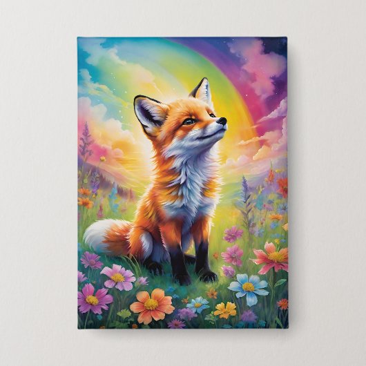 Positive Einstellung Red Fox Pup Button (Vorderseite)