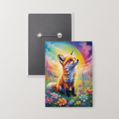 Positive Einstellung Red Fox Pup Button (Vorderseite/Rückseite)