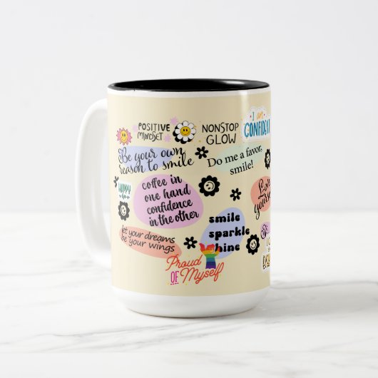 Positive Einstellung Zweifarbige Tasse (Vorderseite Links)